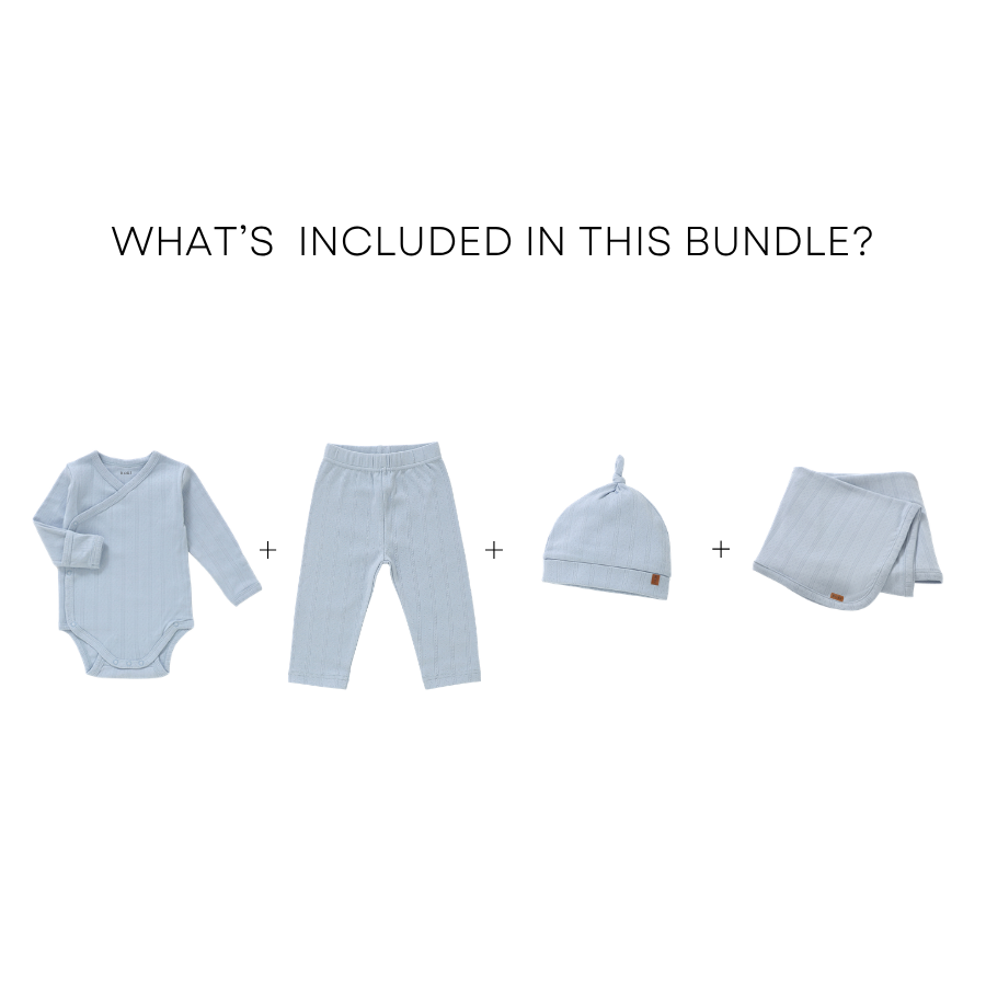 4 Piece Organic Pointelle Bundle Set | Powder Blue
