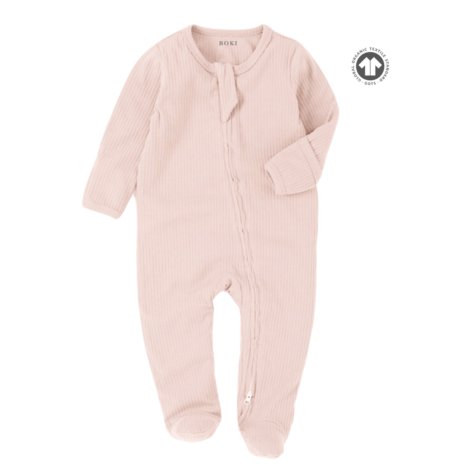 Organic Rib Cotton 2-way Zipsuit Blush