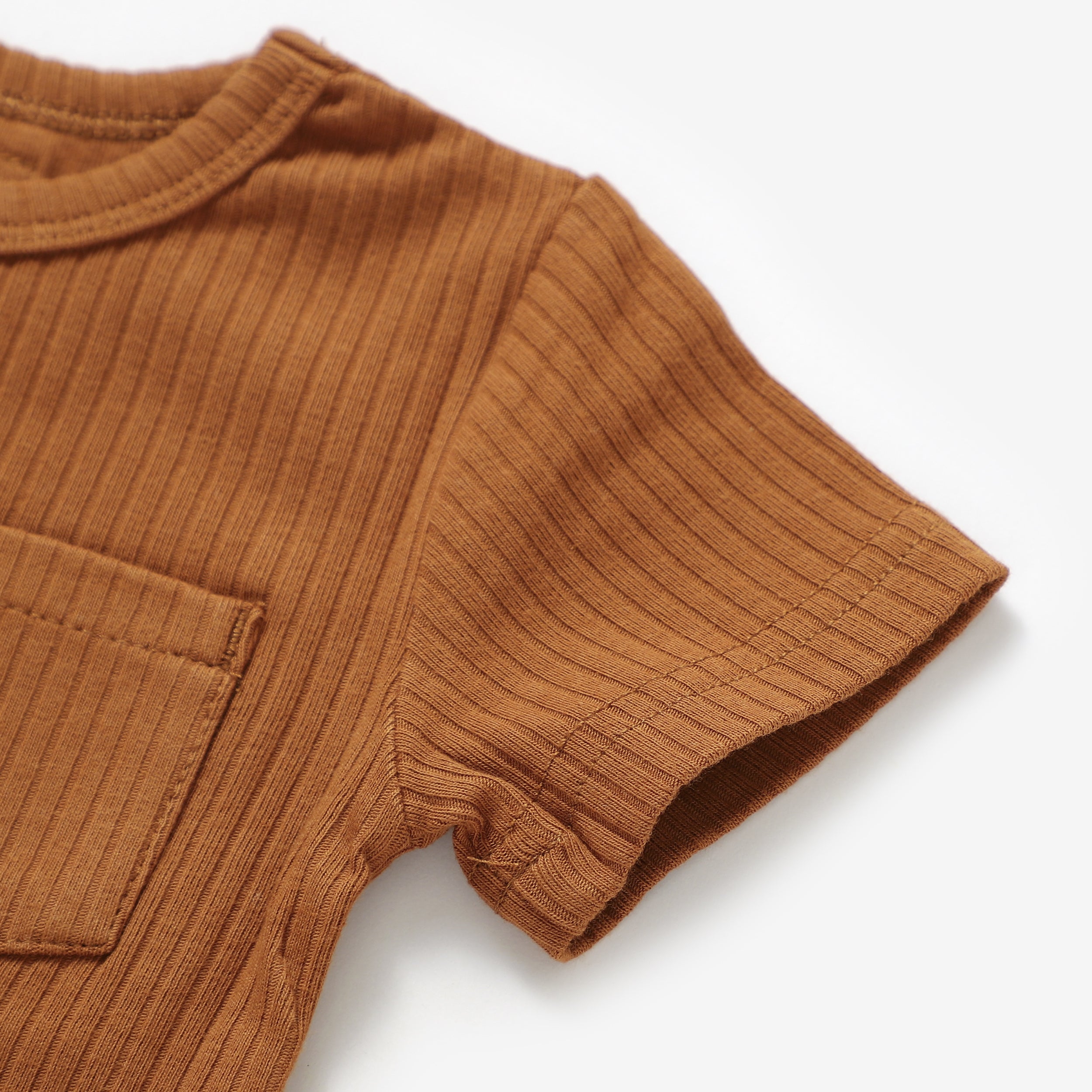 2 Piece Organic Rib Pyjamas Set | Rust