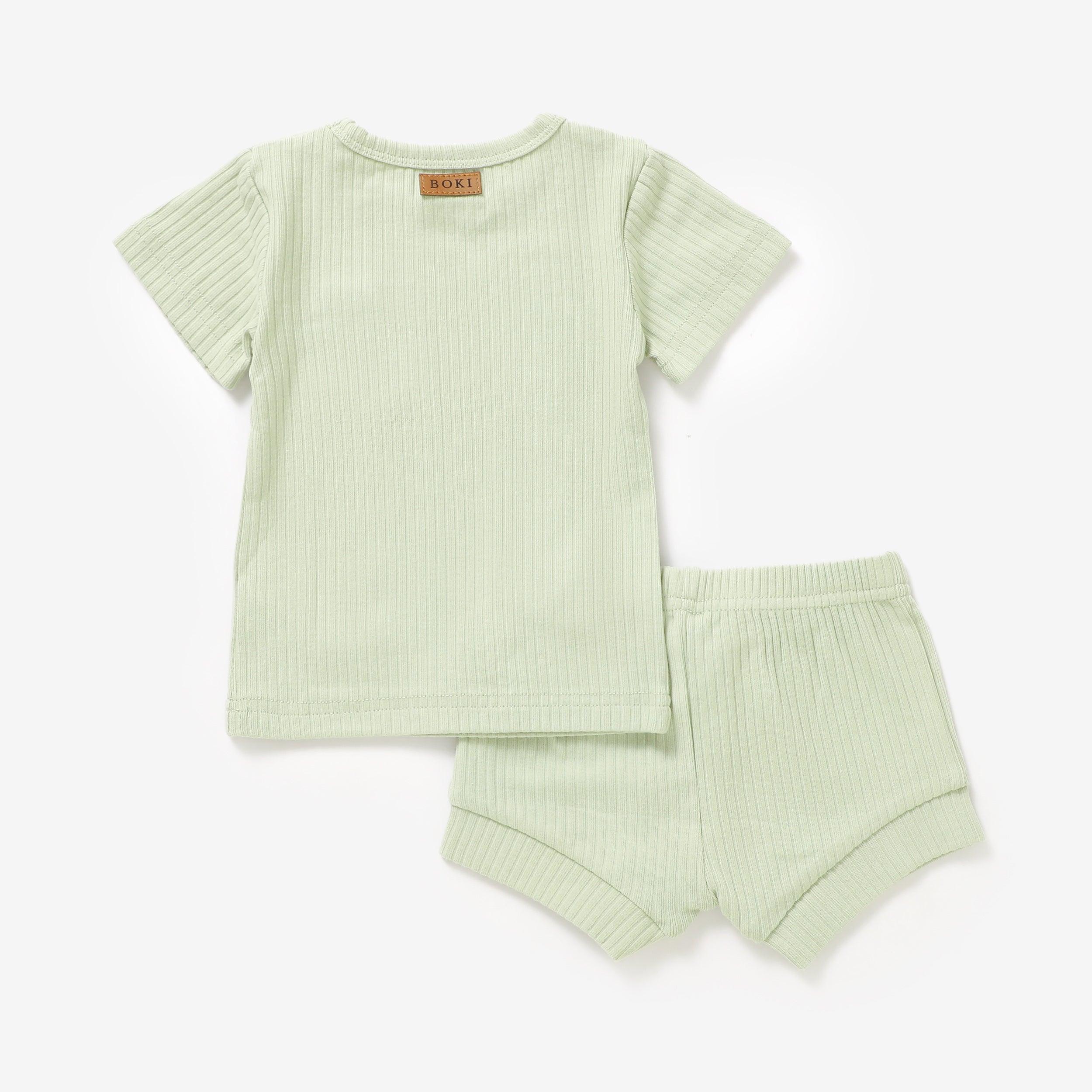 2 Piece Organic Rib Pyjamas Set | Dried Mint