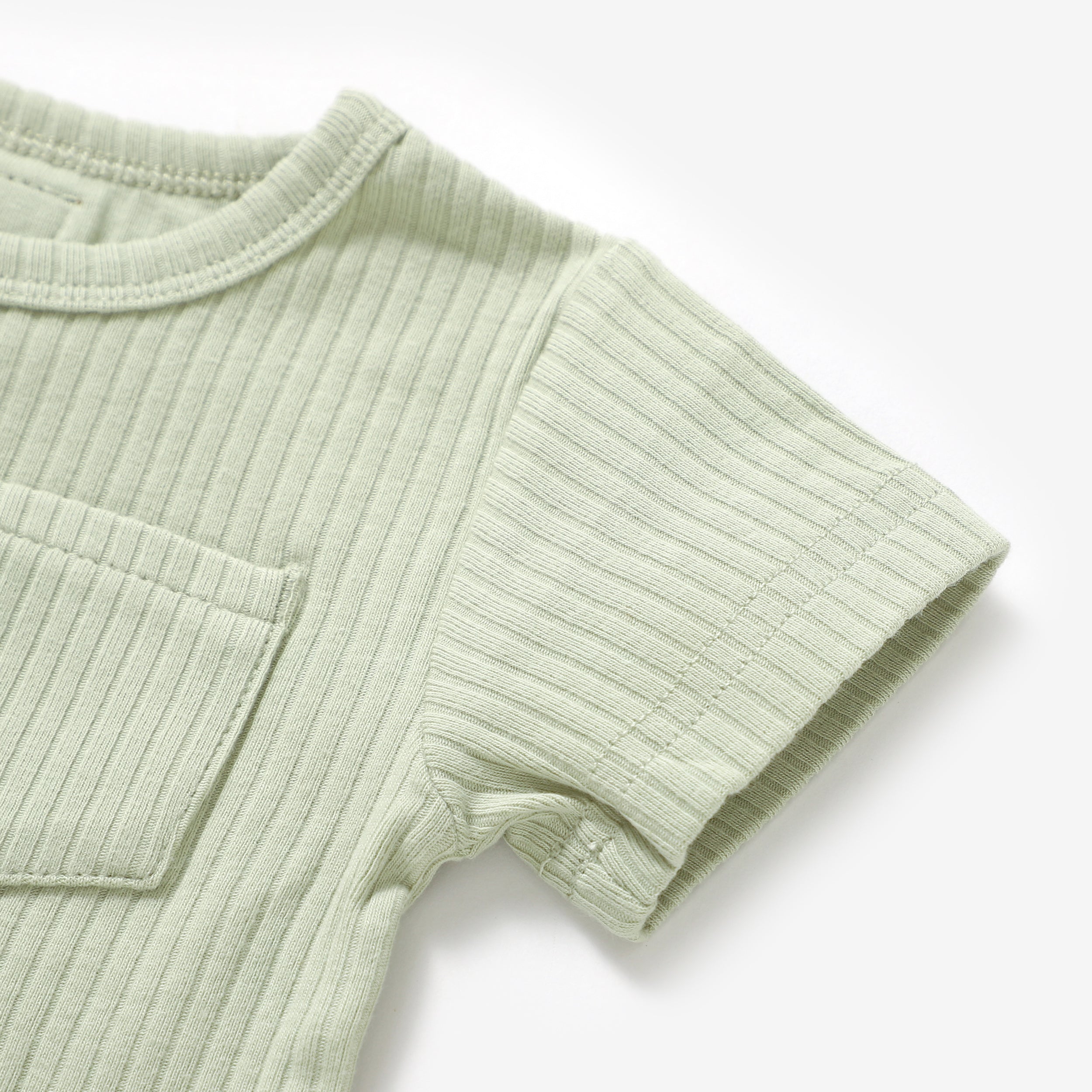 2 Piece Organic Rib Pyjamas Set | Dried Mint