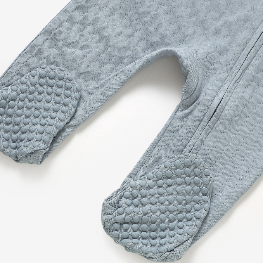 Organic Cotton Honeycomb 2-way Zipsuit with Footies and Mittens | Raincloud