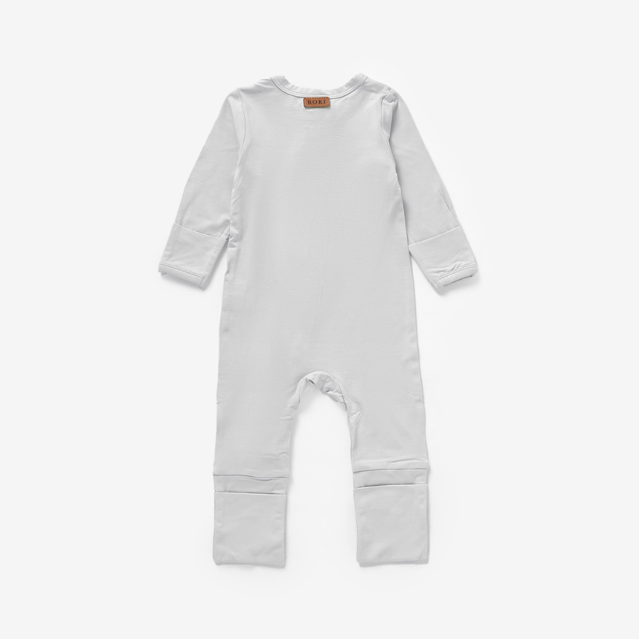 Organic Bamboo 2-way Zipsuit with Foldover Footies and Mittens | Cloud Grey