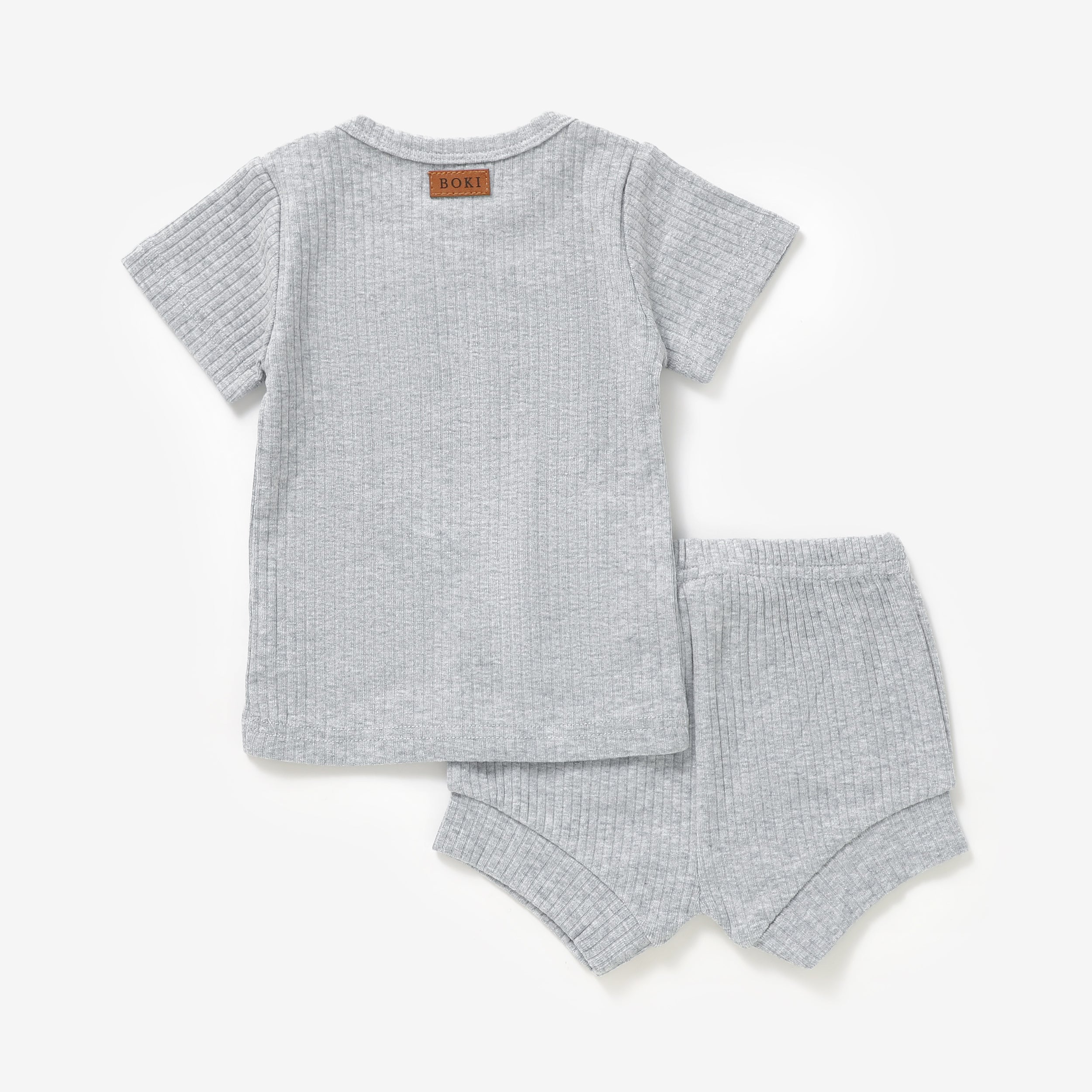 2 Piece Organic Rib Pyjamas Set | Light Grey