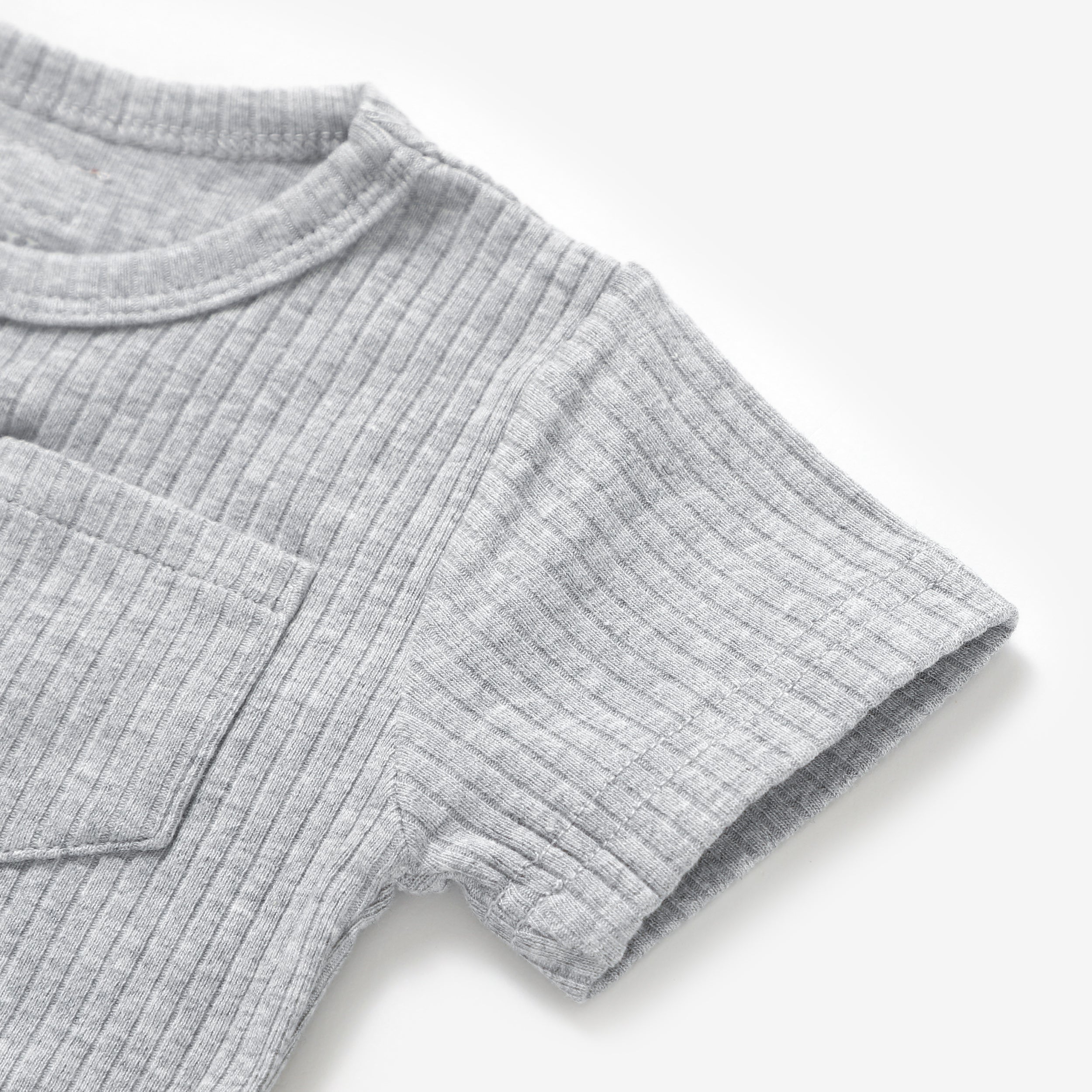 2 Piece Organic Rib Pyjamas Set | Light Grey