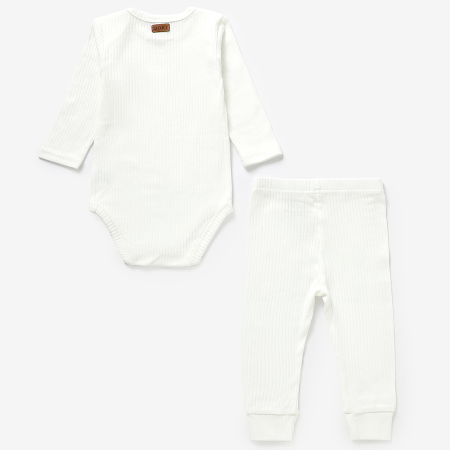 Organic Rib Longsleeve Bodysuit Set | Ivory