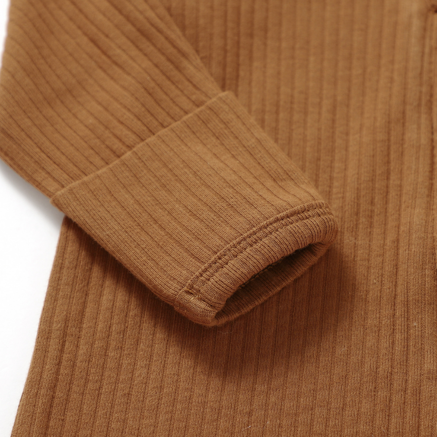Organic Cotton 2-way Zipsuit with Footies & Mittens | Rust