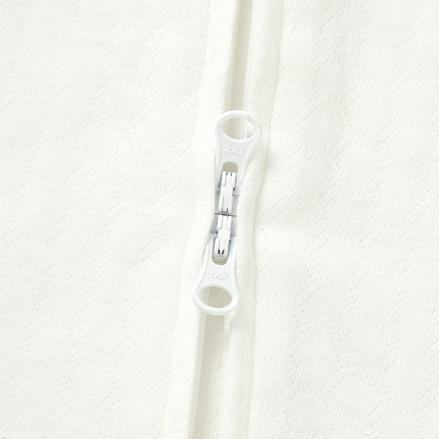 Organic Cotton Honeycomb 2-way Zipsuit with Footies and Mittens | Milk