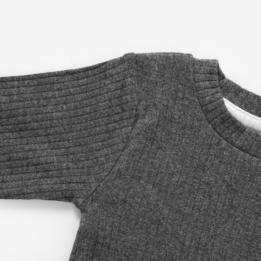 Organic Rib Long sleeve Pyjamas Set | Slate Grey