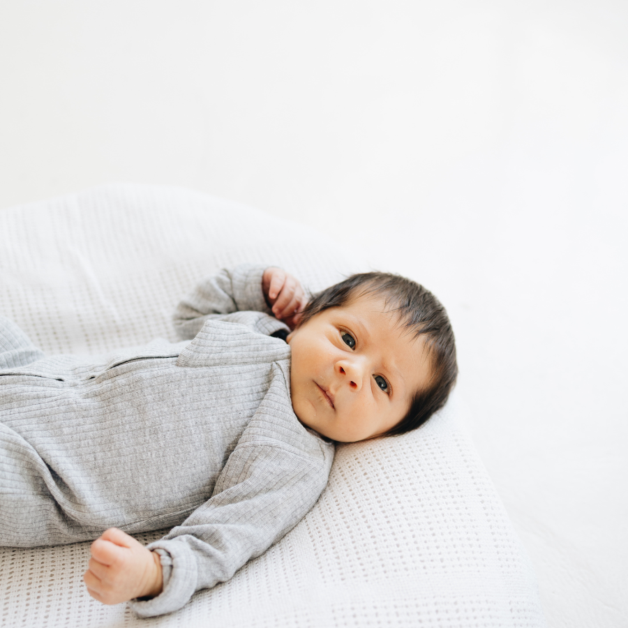 Organic Cotton 2-way Zipsuit with Footies & Mittens | Light Grey