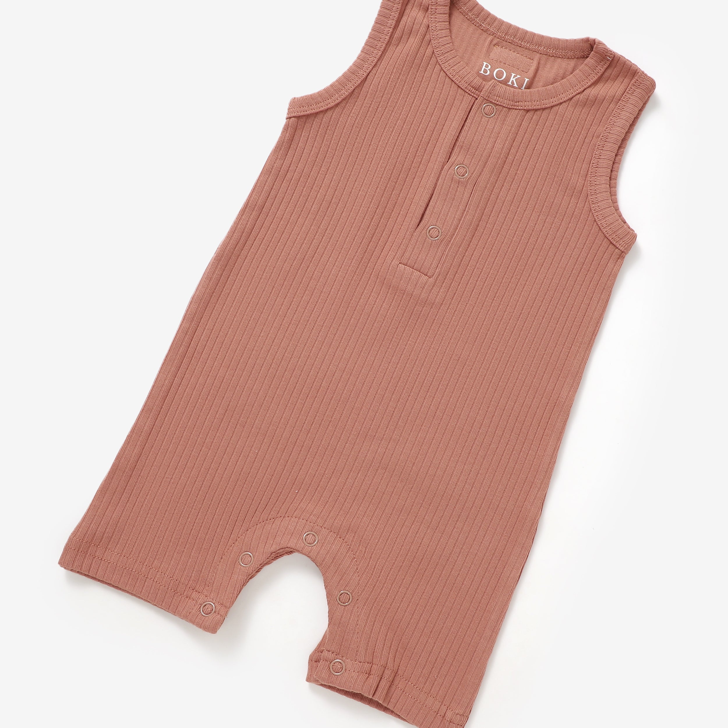 Organic Rib Cotton Tank Growsuit | Clay