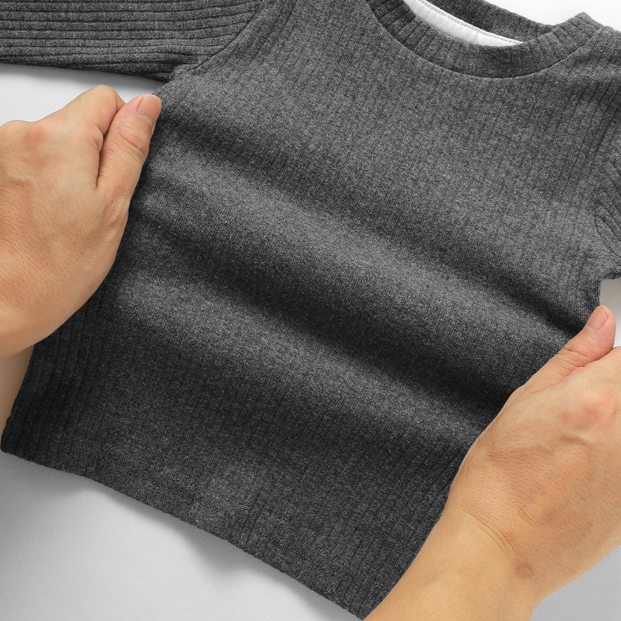 Organic Rib Long sleeve Pyjamas Set | Slate Grey