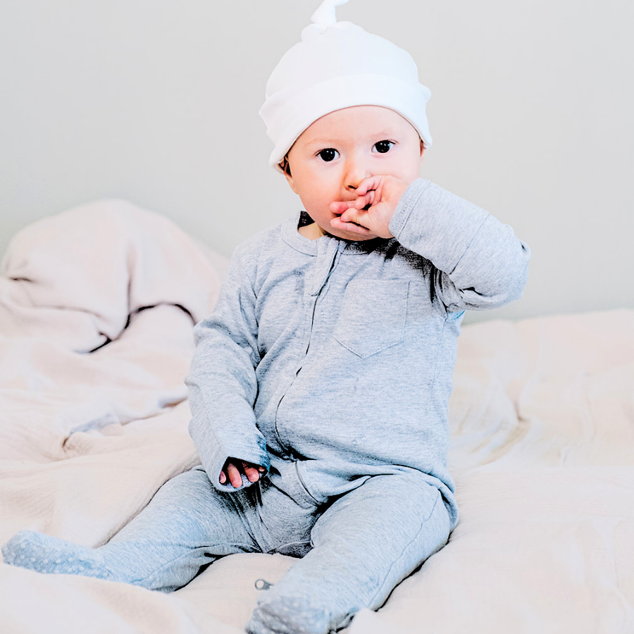 Organic Cotton 2-way Zipsuit with Footies & Mittens | Dove Grey