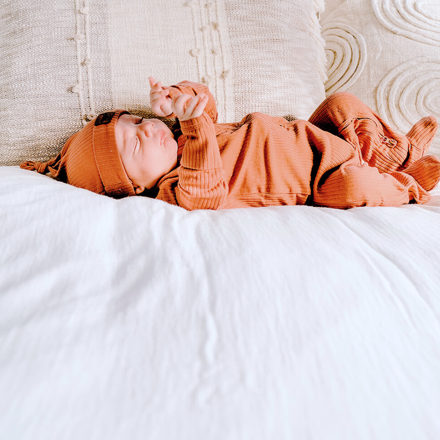 Organic Cotton 2-way Zipsuit with Footies & Mittens | Clay
