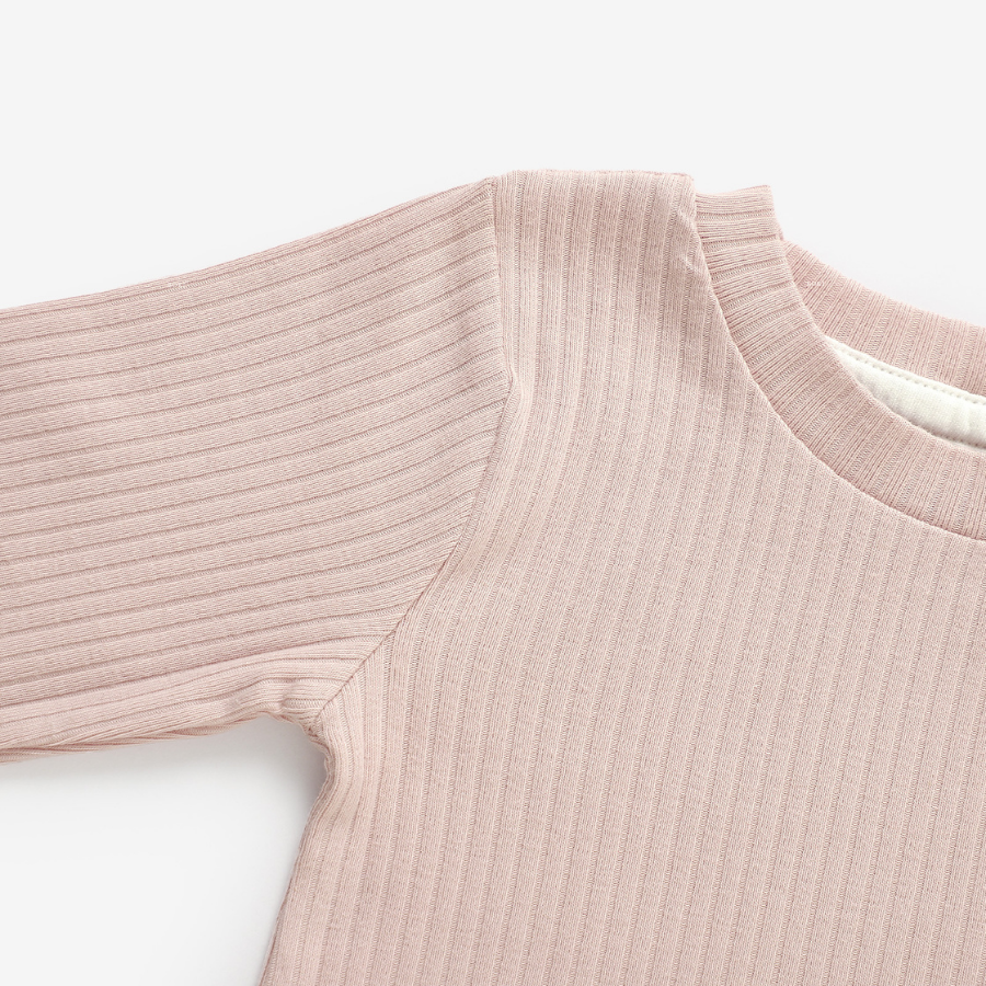 Organic Rib Long sleeve Pyjamas Set | Blush