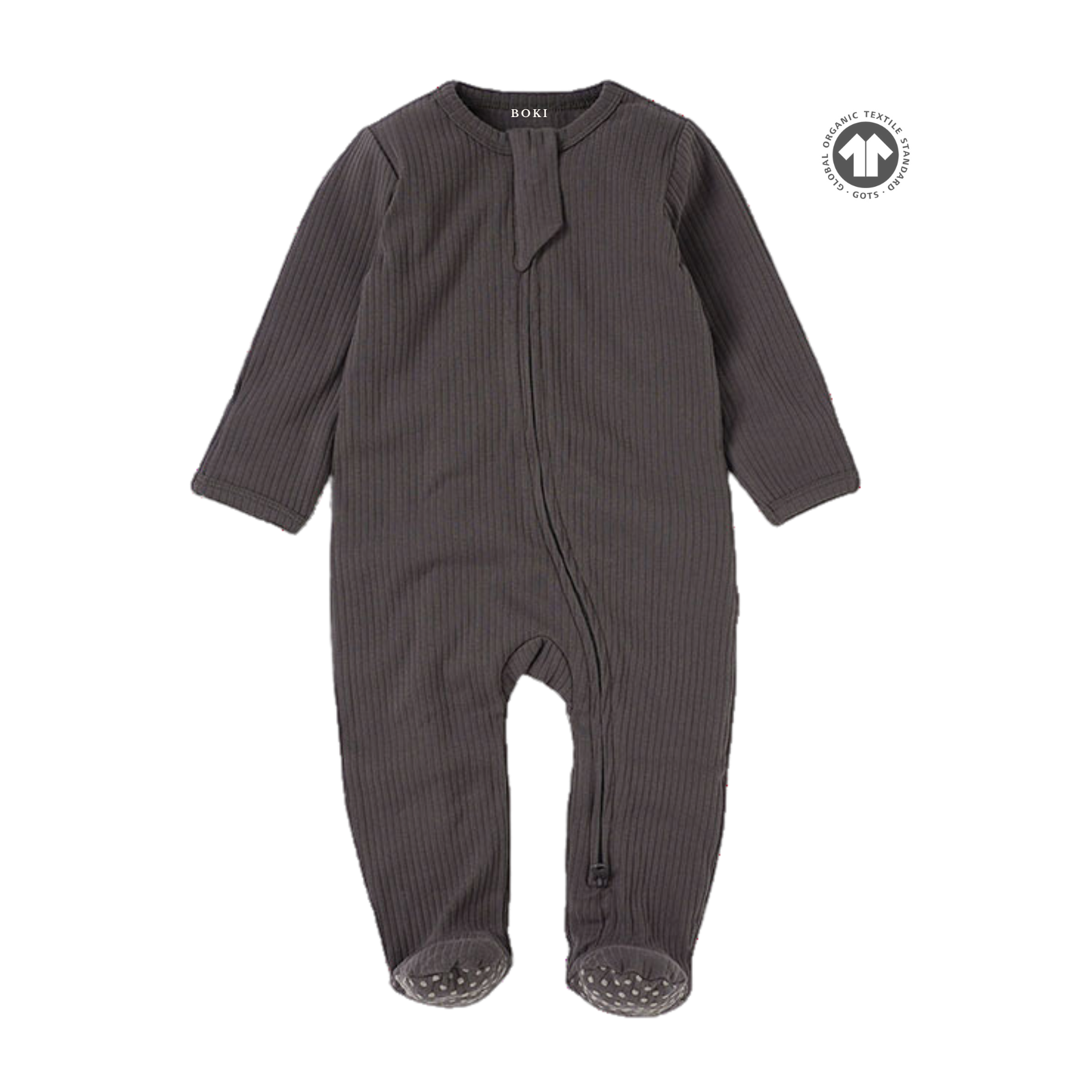 Organic Cotton 2-way Zipsuit with Footies & Mittens | Charcoal