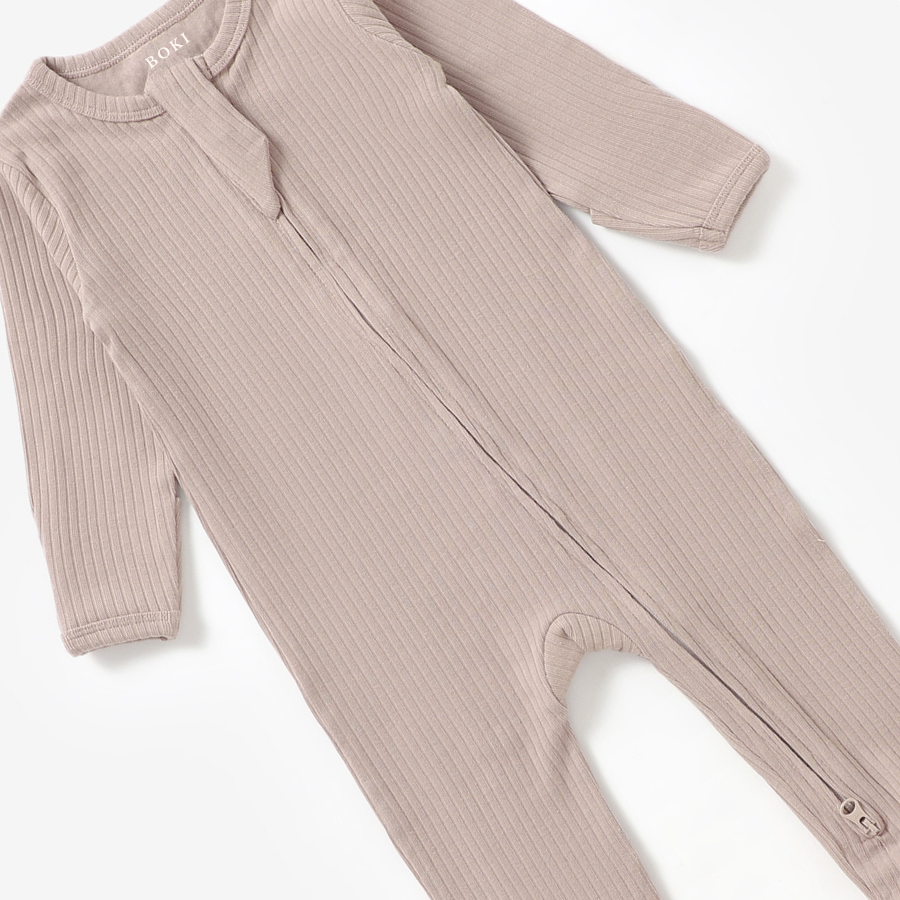 Organic Cotton 2-way Zipsuit with Footies & Mittens | Oatmeal