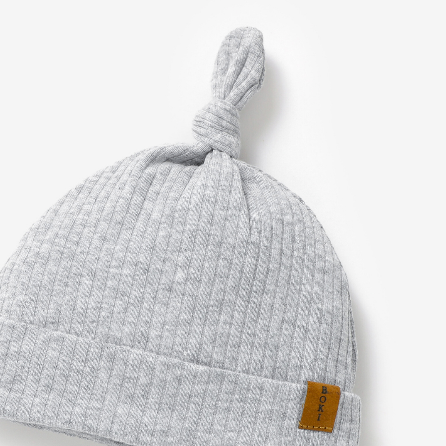 Organic Ribbed Cotton Beanie | Light Grey