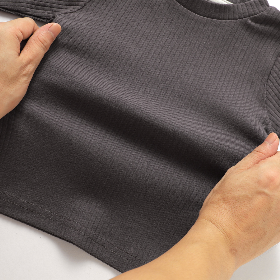 Organic Rib Long sleeve Pyjamas Set | Charcoal