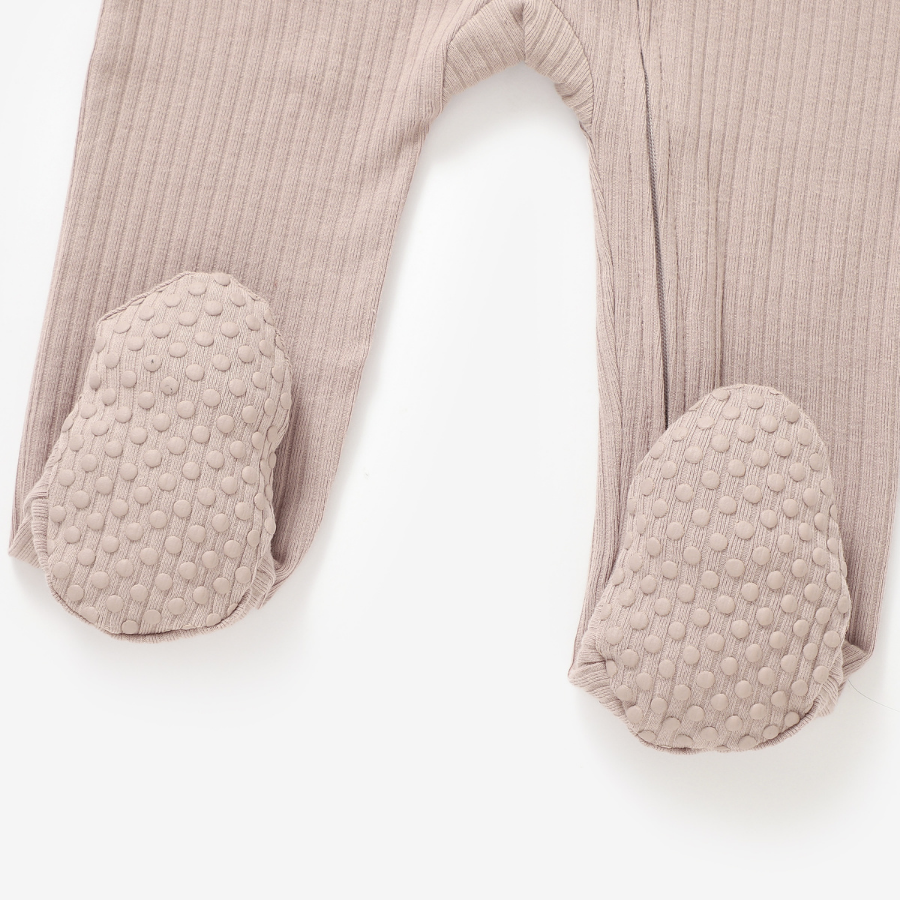 Organic Cotton 2-way Zipsuit with Footies & Mittens | Oatmeal