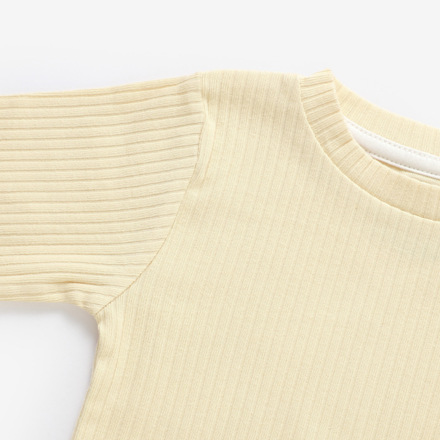 Organic Rib Long sleeve Pyjamas Set | Creme