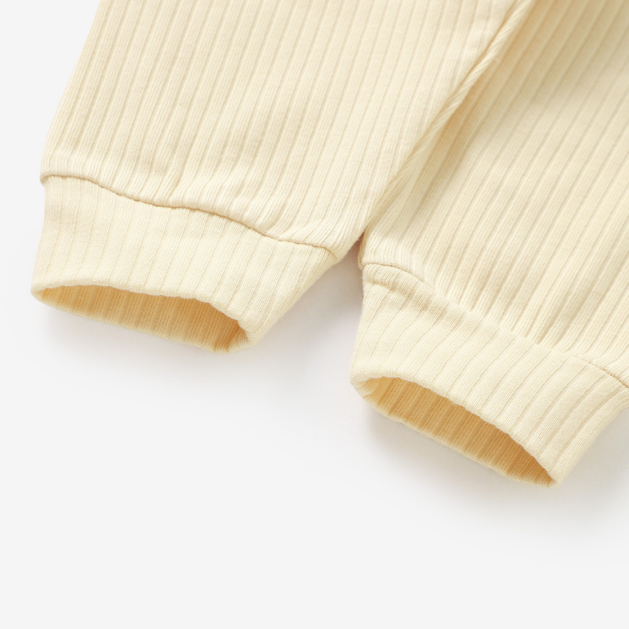 Organic Rib Long sleeve Pyjamas Set | Creme