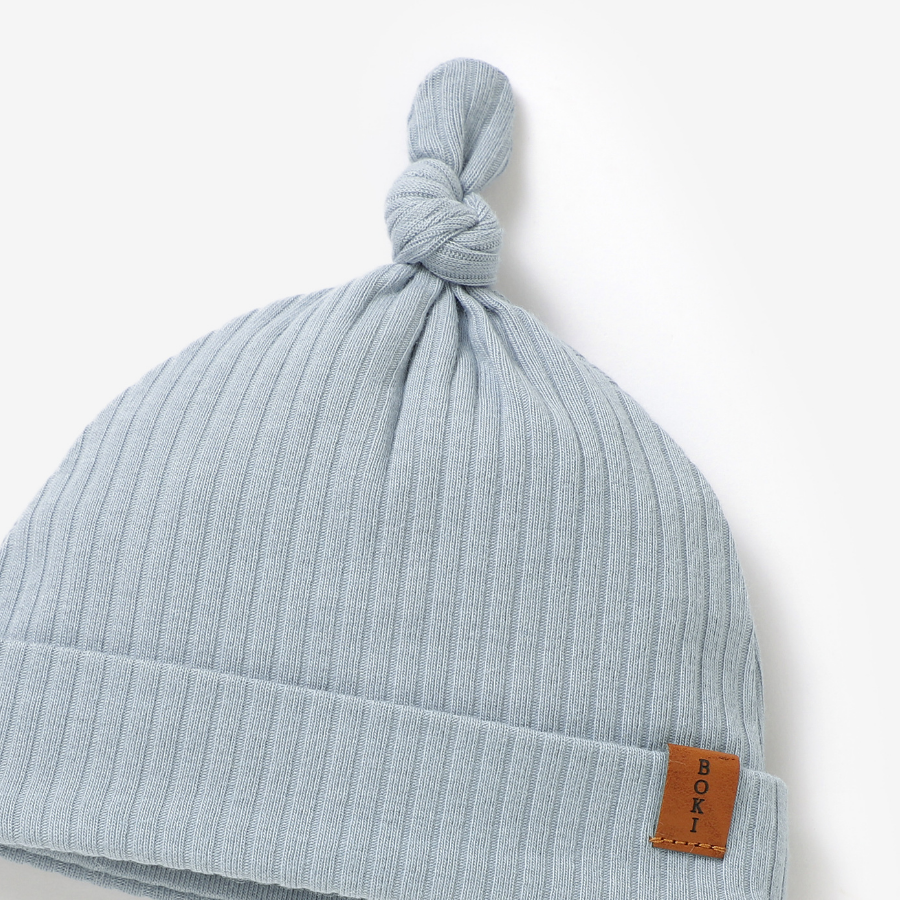 Organic Ribbed Cotton Beanie | Light Blue