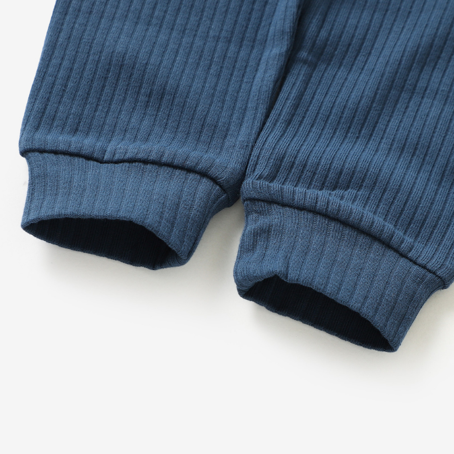 Organic Rib Long sleeve Pyjamas Set | Navy