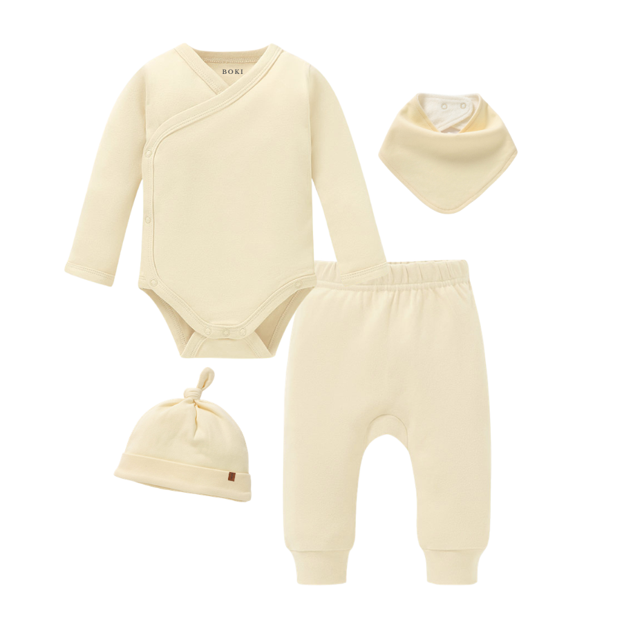 4 Piece Organic Brushed Cotton Bundle Set | Honey Cream