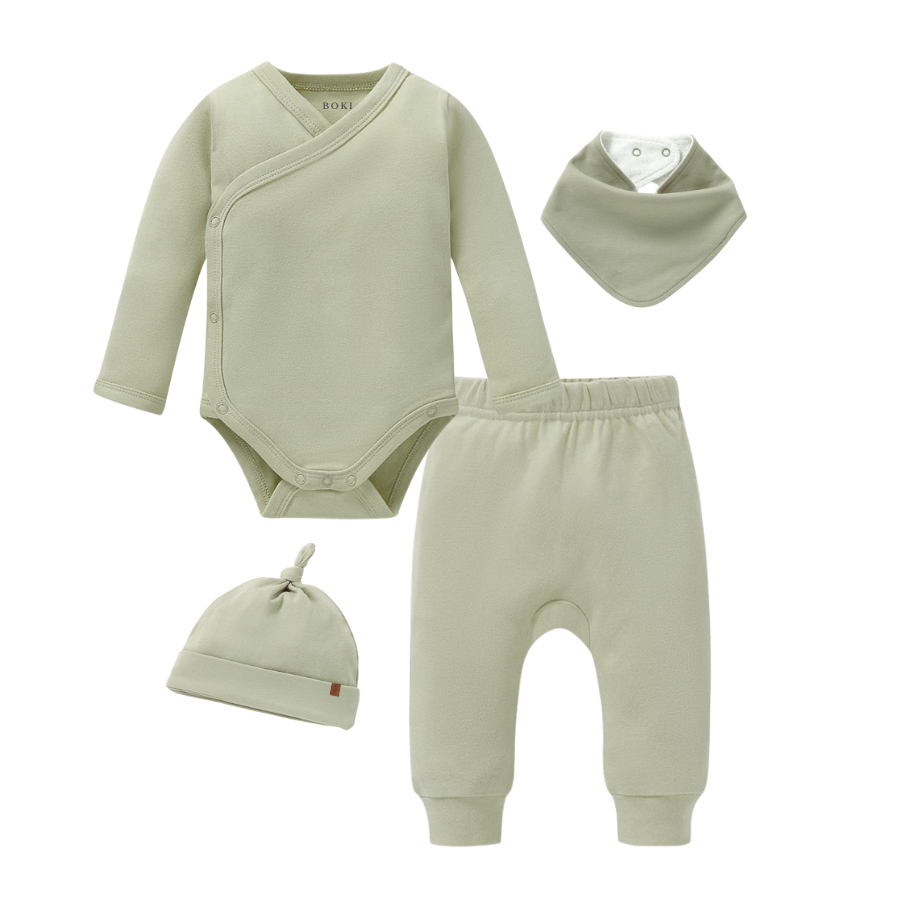 4 Piece Organic Brushed Cotton Bundle Set | Fern
