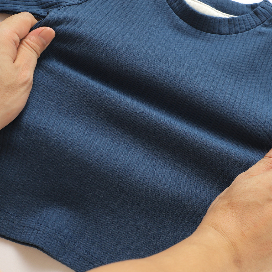 Organic Rib Long sleeve Pyjamas Set | Navy