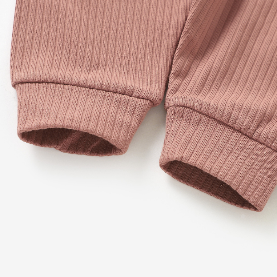 Organic Rib Long sleeve Pyjamas Set | Clay