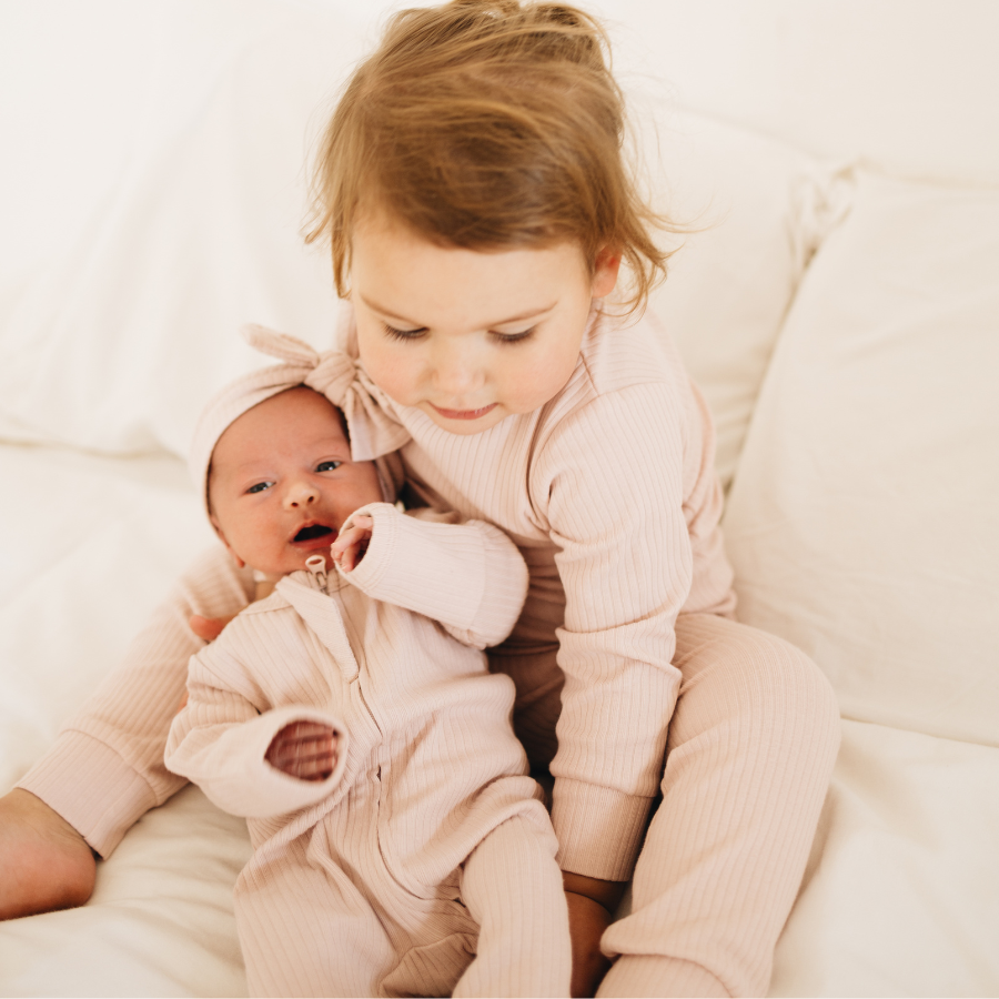 Organic Cotton 2-way Zipsuit with Footies & Mittens | Blush