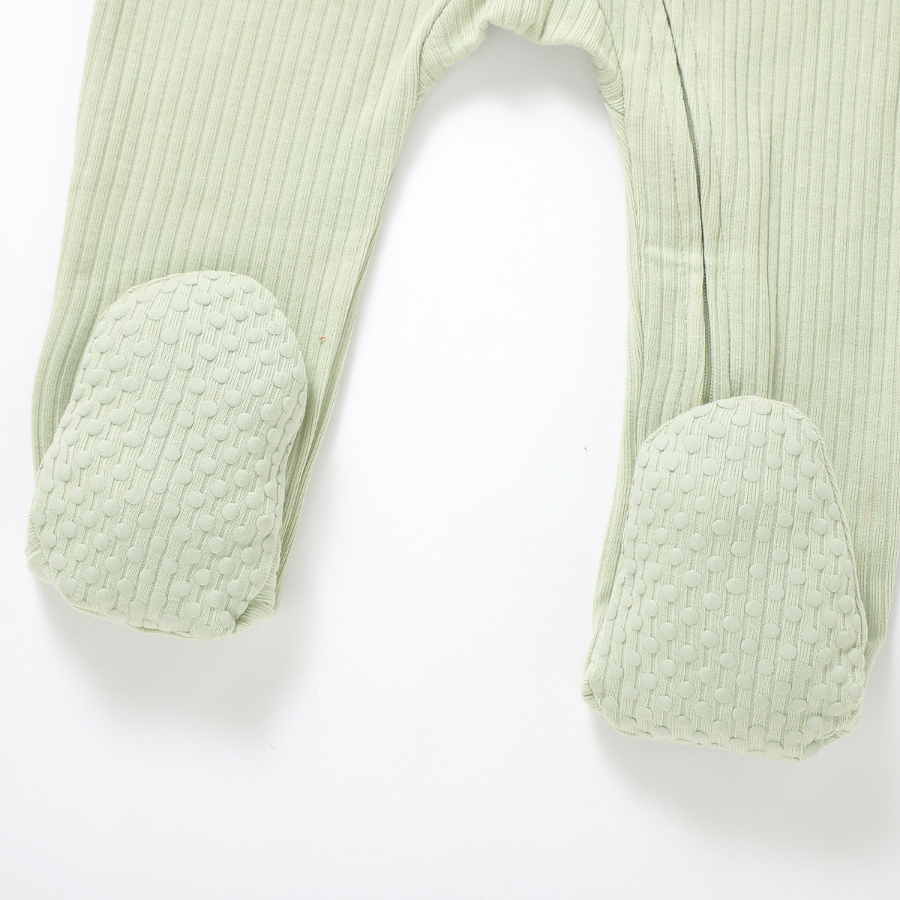 Organic Cotton 2-way Zipsuit with Footies & Mittens | Dried Mint