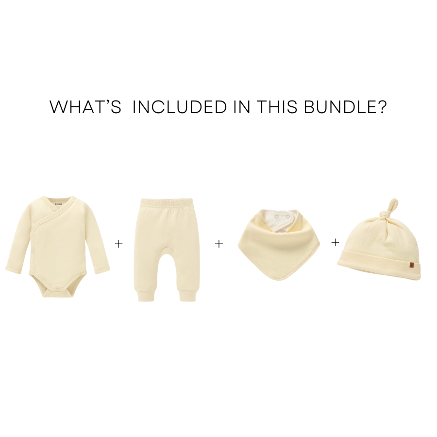 4 Piece Organic Brushed Cotton Bundle Set | Honey Cream