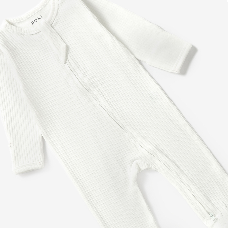 Organic Cotton 2-way Zipsuit with Footies & Mittens | Ivory