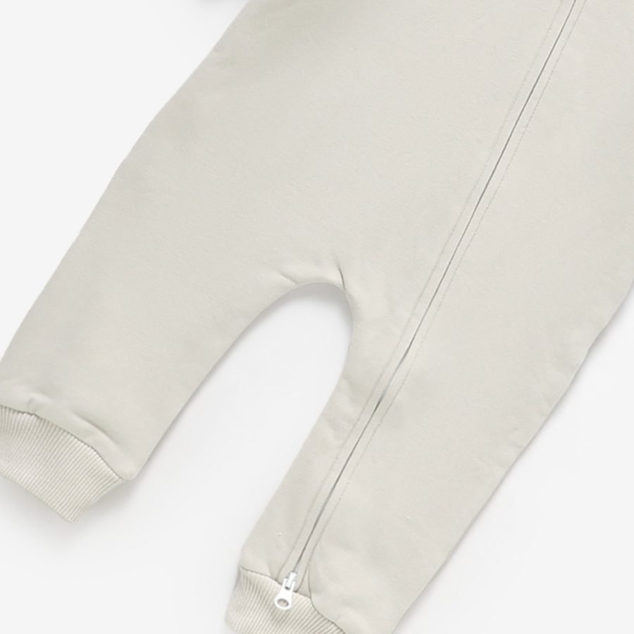 Organic Cotton Hooded Tracksuit Zippie| Light Oat