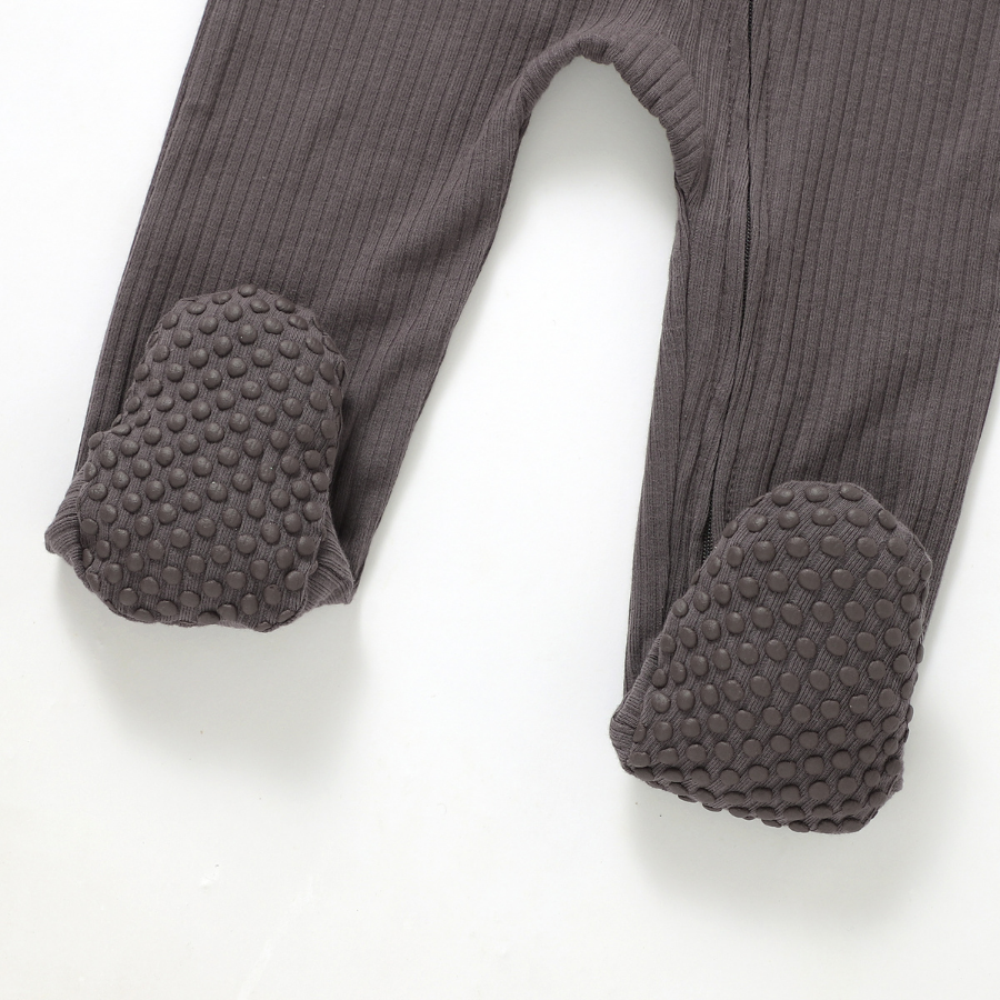 Organic Cotton 2-way Zipsuit with Footies & Mittens | Charcoal