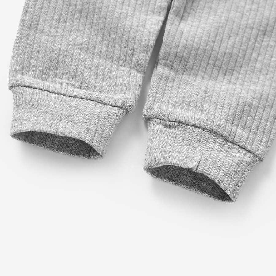 Organic Rib Long sleeve Pyjamas Set | Light Grey