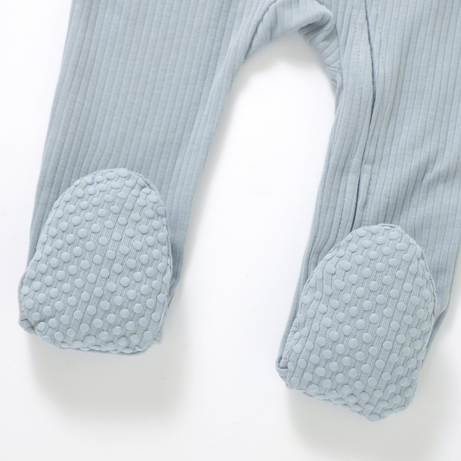 Organic Cotton 2-way Zipsuit with Footies & Mittens | Light Blue