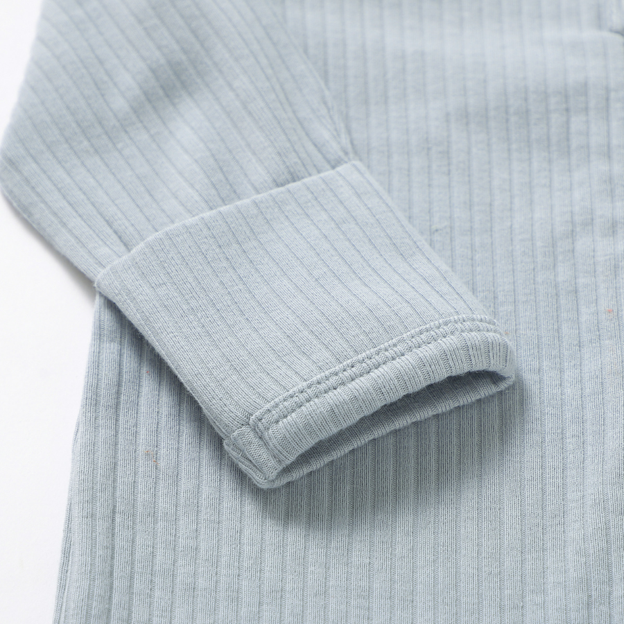 Organic Cotton 2-way Zipsuit with Footies & Mittens | Light Blue