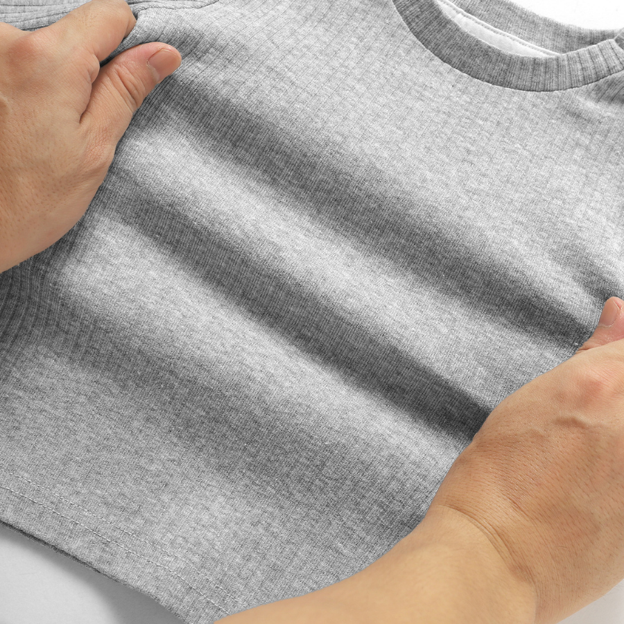 Organic Rib Long sleeve Pyjamas Set | Light Grey