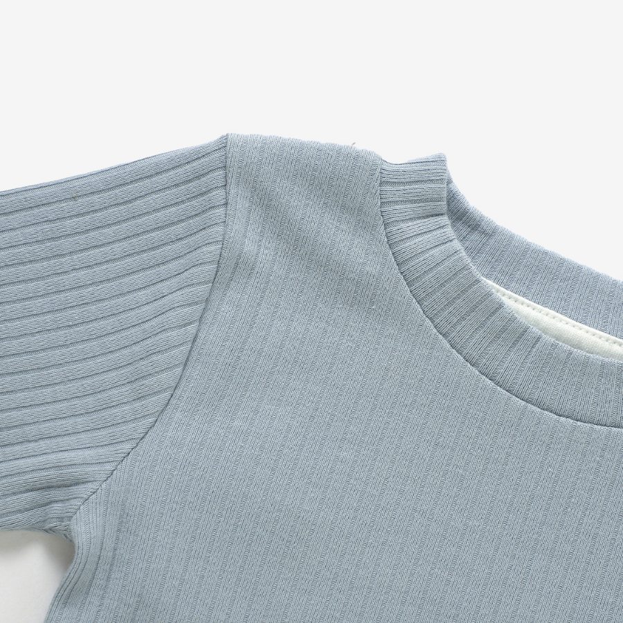 Organic Rib Long sleeve Pyjamas Set | Light Blue