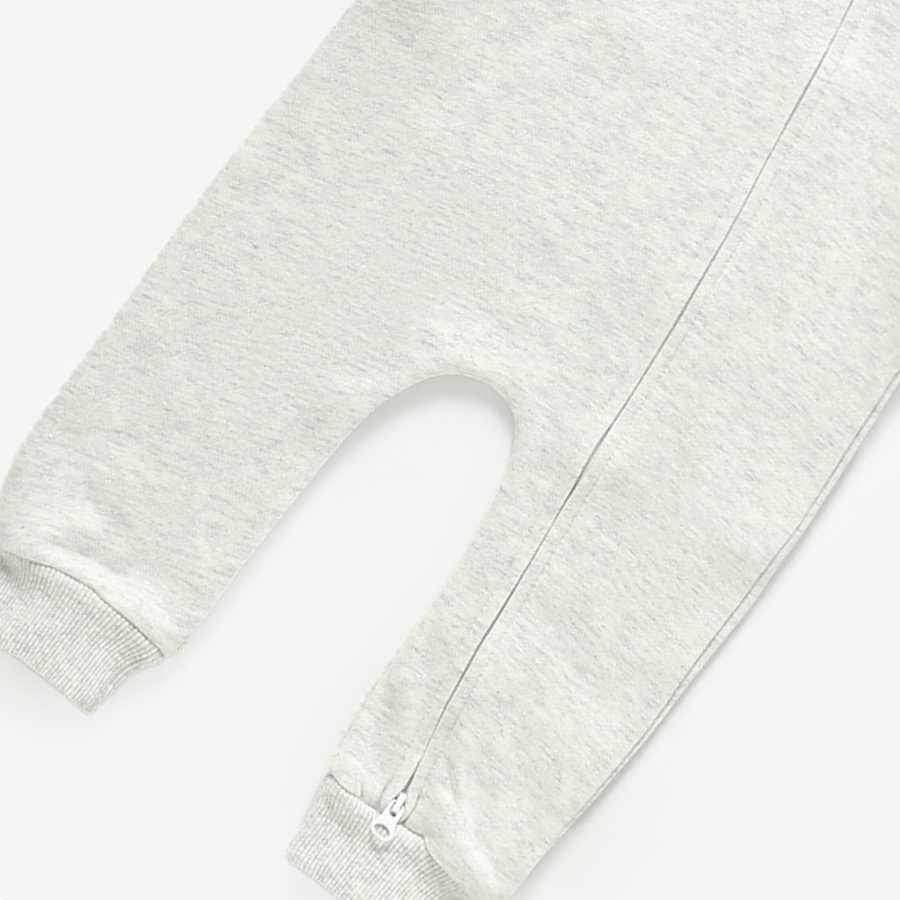 Organic Cotton Hooded Tracksuit Zippie| Light Grey