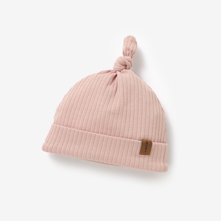 Organic Rib Knot Hat | Pale Rose
