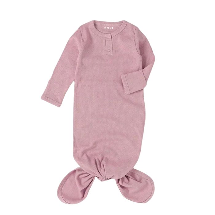 Organic Cotton Ribbed Knot Gown | Mink