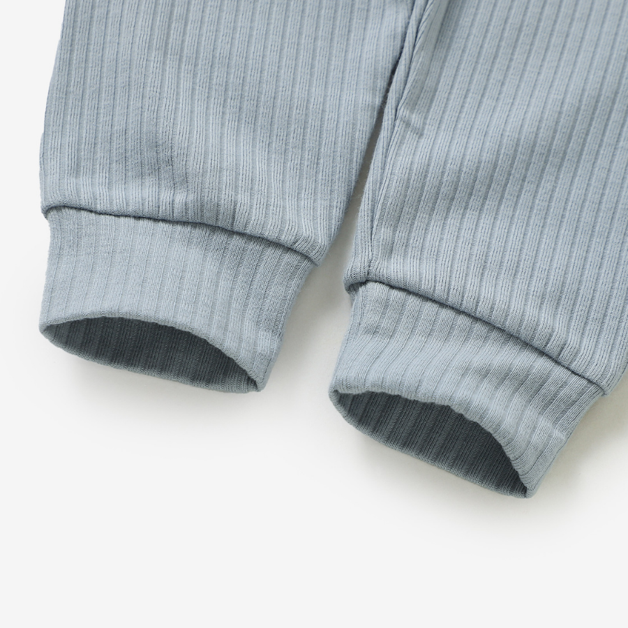 Organic Rib Long sleeve Pyjamas Set | Light Blue
