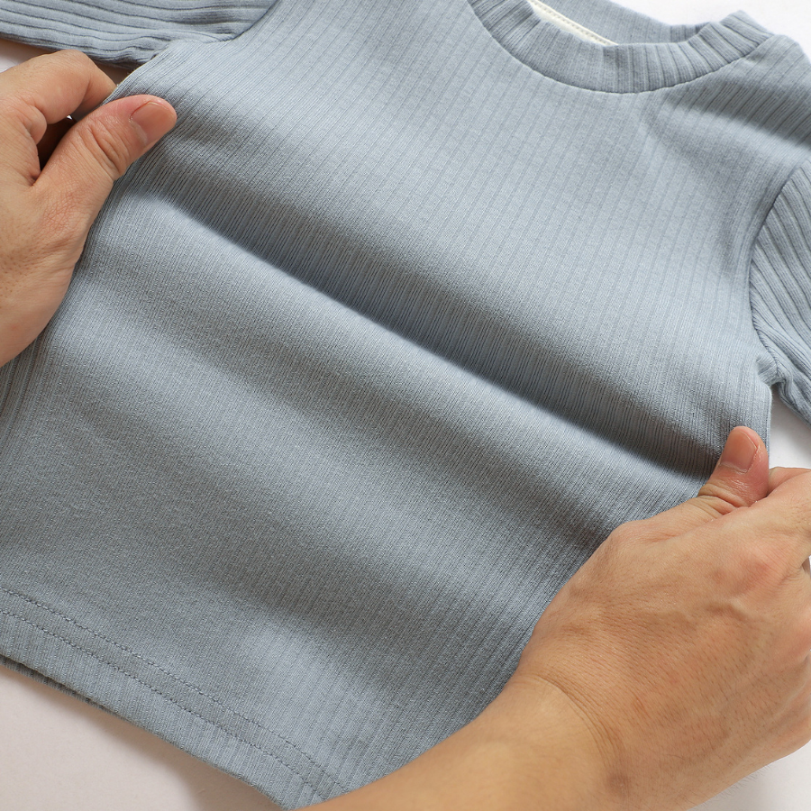Organic Rib Long sleeve Pyjamas Set | Light Blue