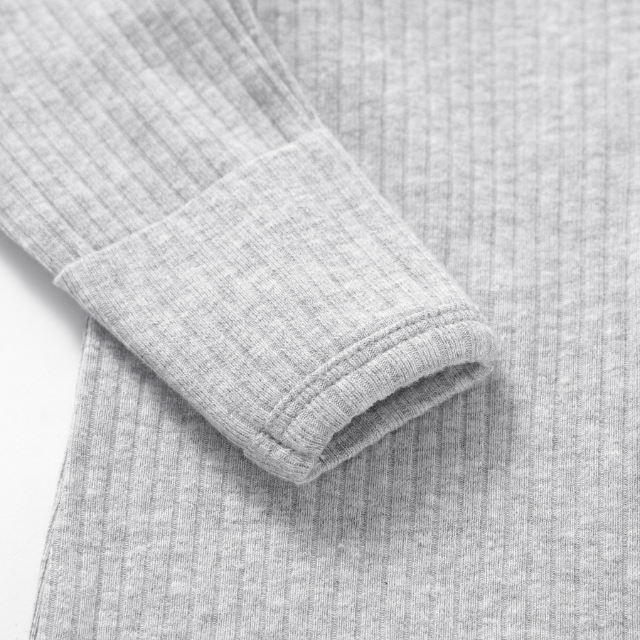 Organic Cotton 2-way Zipsuit with Footies & Mittens | Light Grey