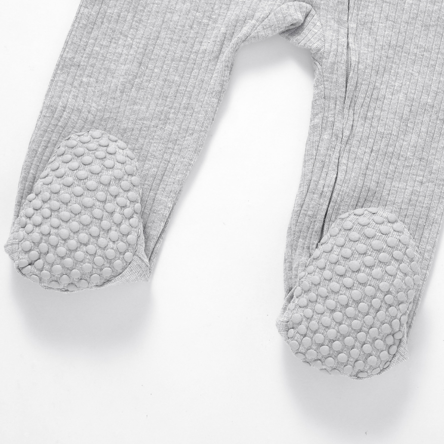 Organic Cotton 2-way Zipsuit with Footies & Mittens | Light Grey
